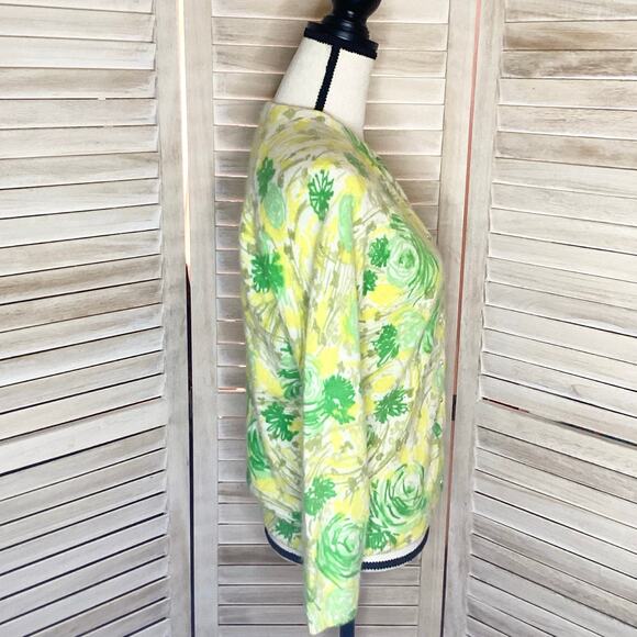 Vintage Lambswool Angora Floral Pearl Button Cardigan 40 M British Colony - Picture 4 of 10